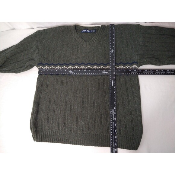 Vintage Cherokee Sweater Size S 90% Cotton Green Made in USA 80s Knit Chunky - Picture 3 of 8